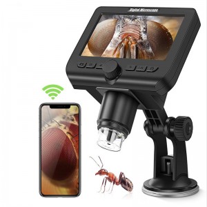 Microscópio Digital sem fio 1000X Ampliações com 4.3 polegada de Tela 8 Luzes Led para iPhone Android Windows Crianças Estudante e Adulto Kits