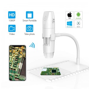 Microscópio WiFi 50X a 1000X Microscópio Digital Sem Fio, Suporte Flexível de Observação de Braço com 1080 P HD 2.0 MP 8 Câmera LED, Mini Microscópio Portátil para Android iOS PC